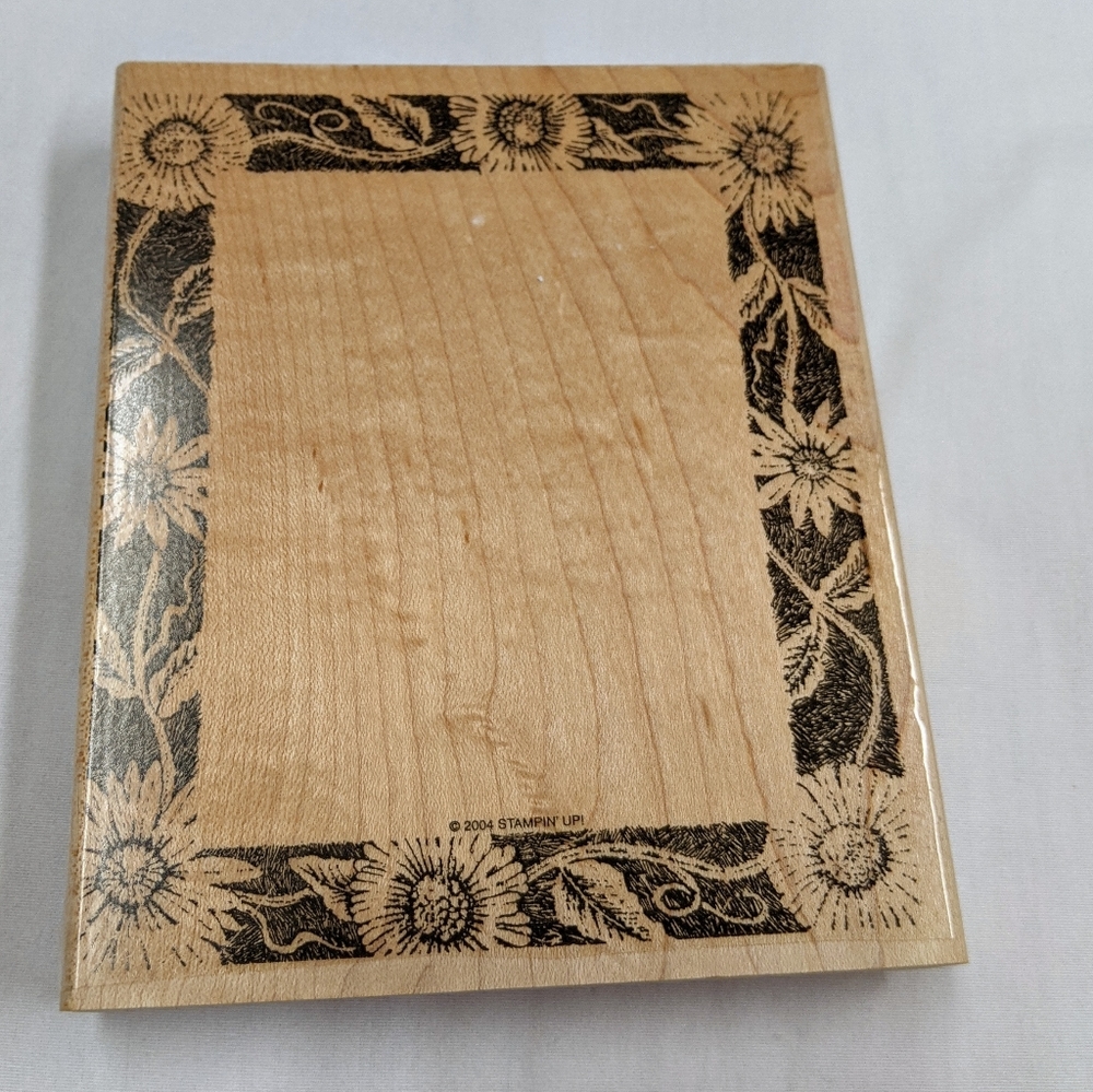 🌱3/$10🌱 Sunflower border wooden stamp